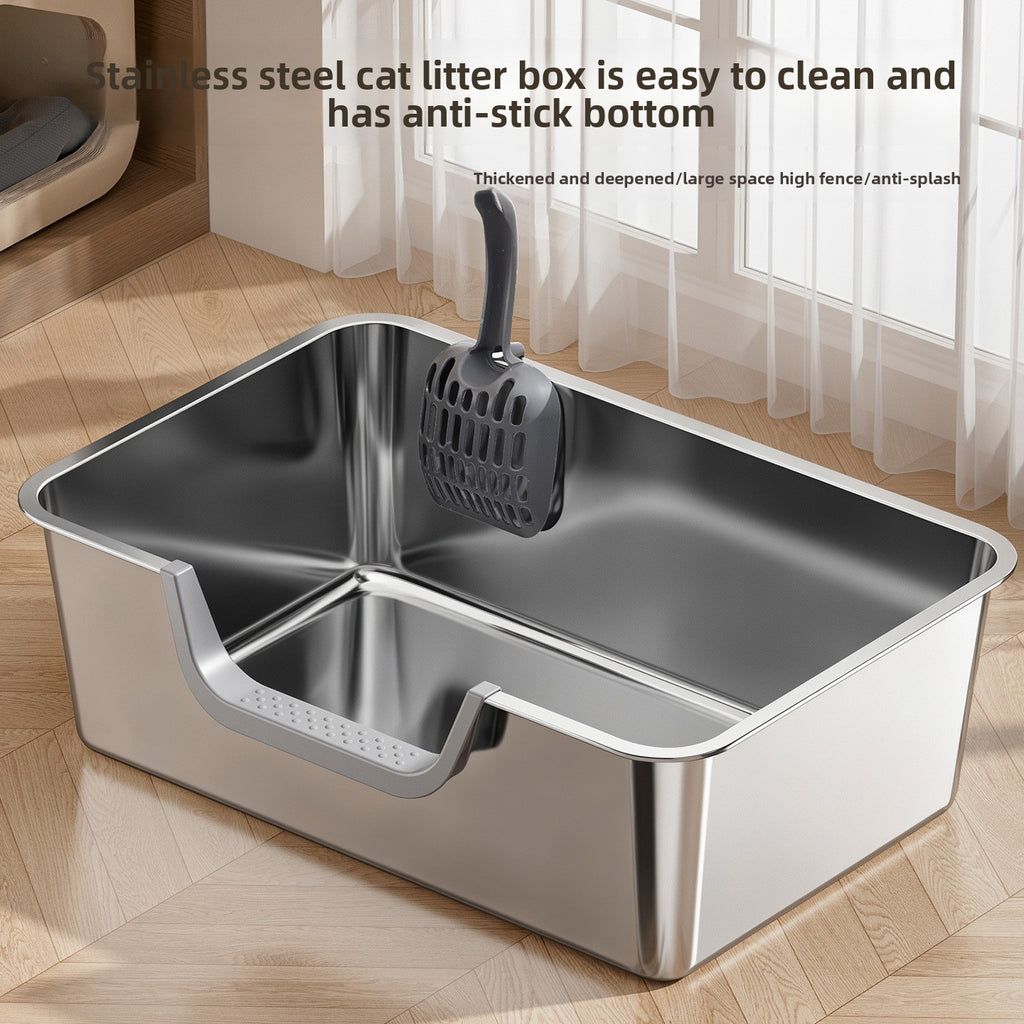 Stainless Steel Cat Litter Box with Anti-Splash Design