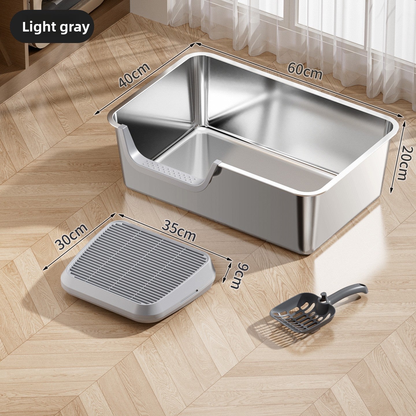 Stainless Steel Cat Litter Box with Anti-Splash Design