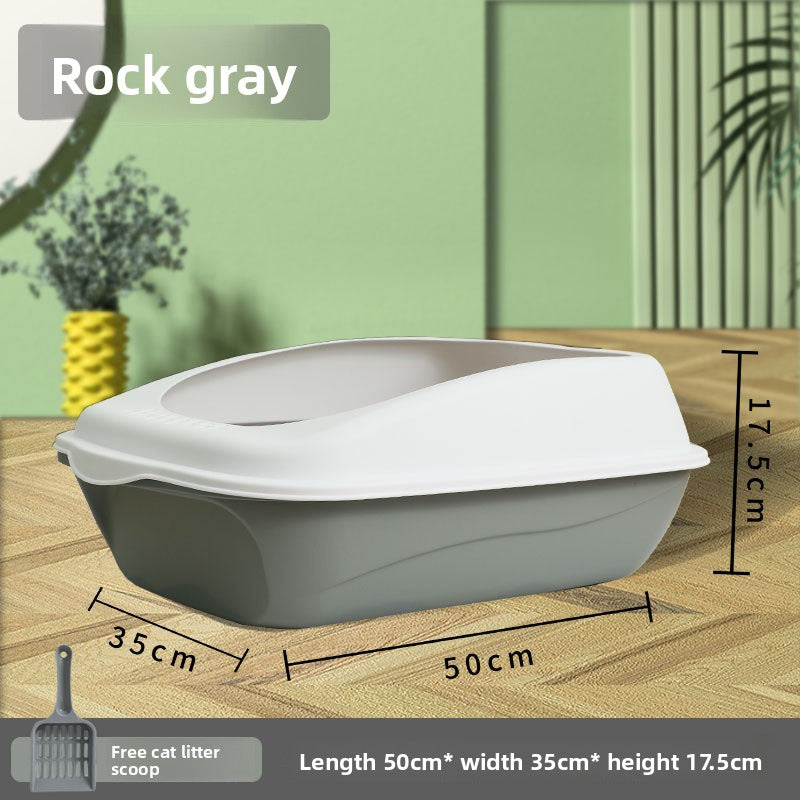 Phalam Pet Semi-Enclosed Cat Litter Box with Scoop