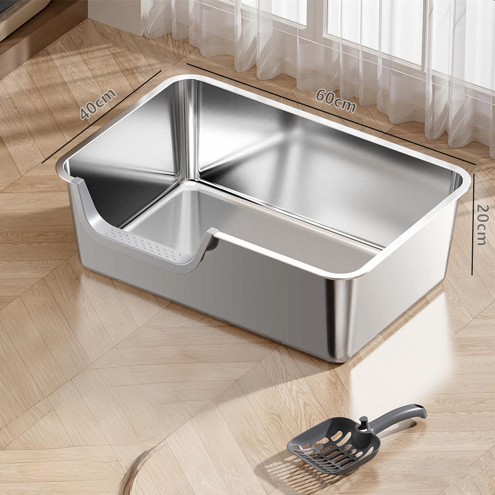 Stainless Steel Cat Litter Box with Anti-Splash Design