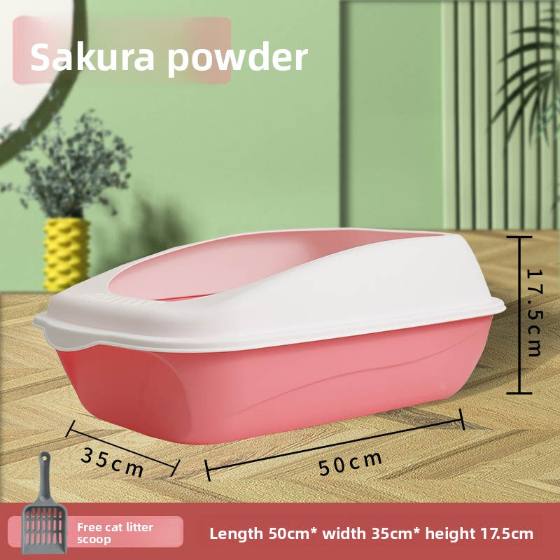 Phalam Pet Semi-Enclosed Cat Litter Box with Scoop