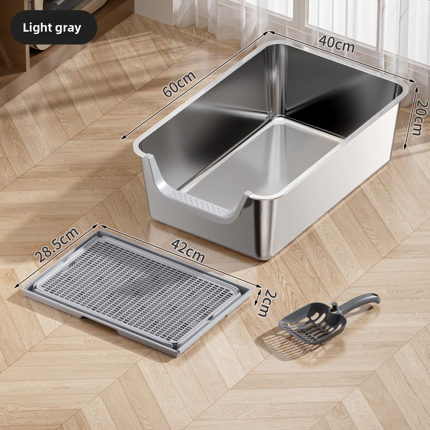 Stainless Steel Cat Litter Box with Anti-Splash Design