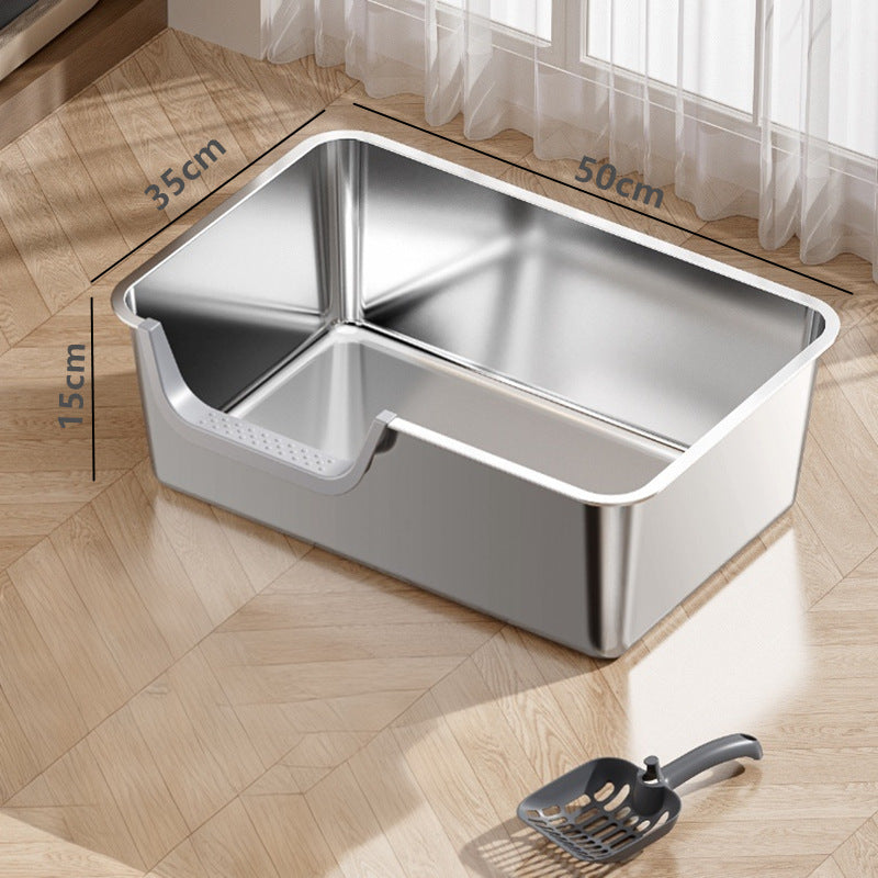 Stainless Steel Cat Litter Box with Anti-Splash Design