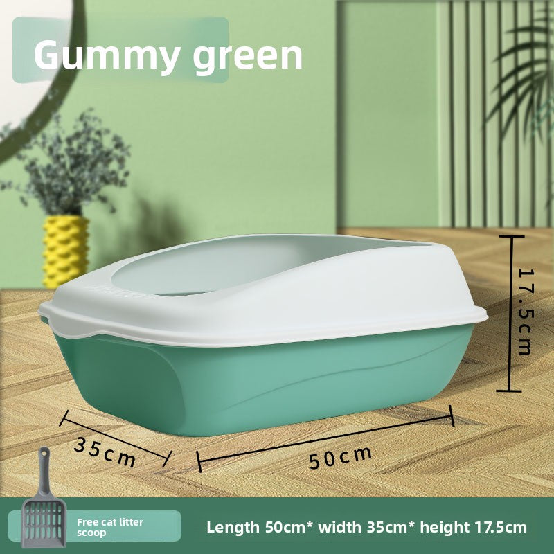 Phalam Pet Semi-Enclosed Cat Litter Box with Scoop