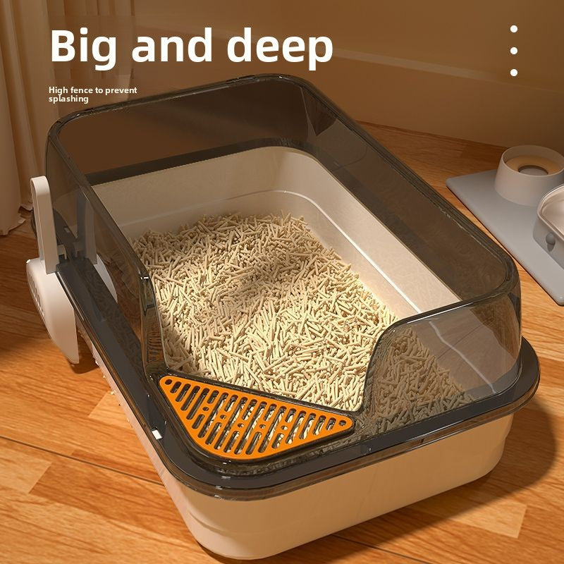 Phalam Pet Extra-Large Cat Litter Box – Semi-Enclosed Anti-Splash Design