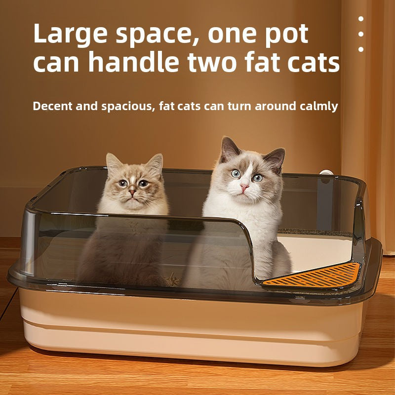 Phalam Pet Extra-Large Cat Litter Box – Semi-Enclosed Anti-Splash Design