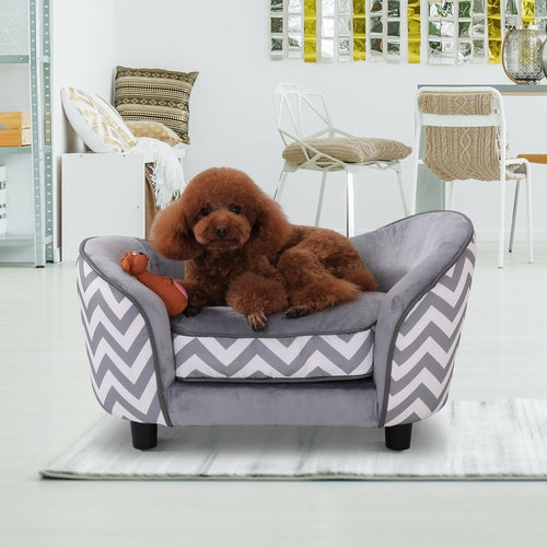 Phalam Pet Elevated Pet Sofa Bed – Raised Lounge Couch with Bolster Sides & Storage, Grey