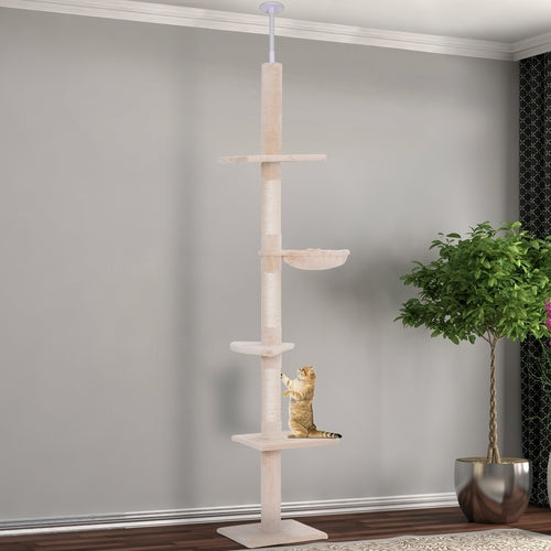 Phalam Pet 8.5ft Cat Climbing Tree – 5-Tier Kitty Activity Centre with Scratching Post, Beige