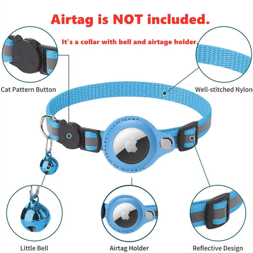 Phalam Pets Reflective AirTag Case Collar for Cats & Dogs