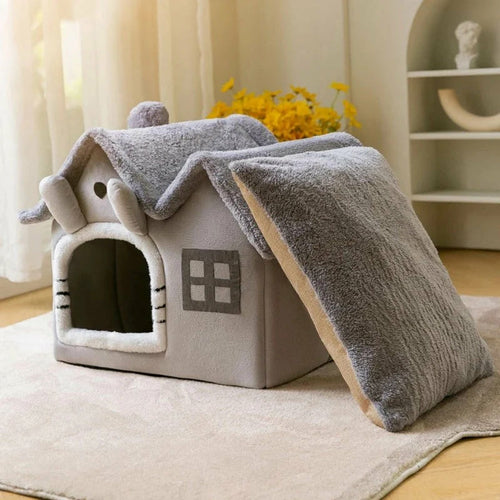 Phalam Pet Plush Pet House with Removable Roof – Cosy Insulated Bed for Cats & Dogs