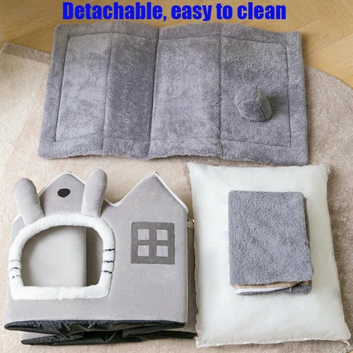 Phalam Pet Plush Pet House with Removable Roof – Cosy Insulated Bed for Cats & Dogs