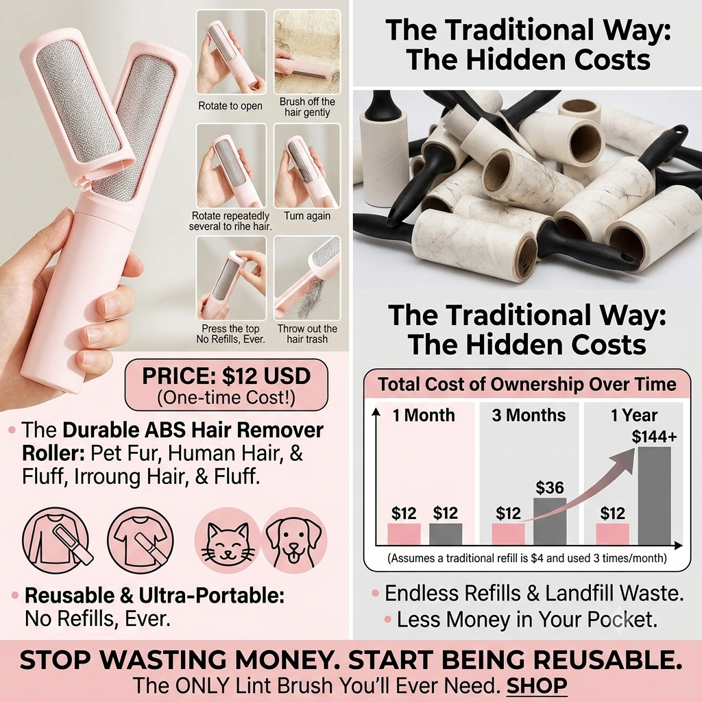Phalam Pet Reusable Pet Hair Remover Brush — Portable Lint Roller