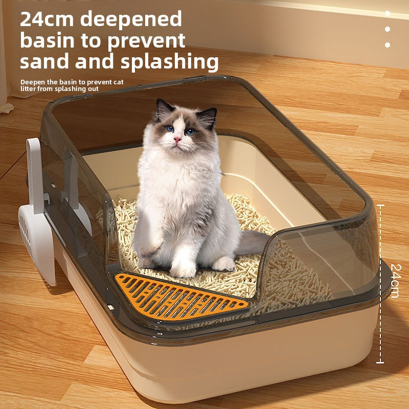 Phalam Pet Extra-Large Cat Litter Box – Semi-Enclosed Anti-Splash Design