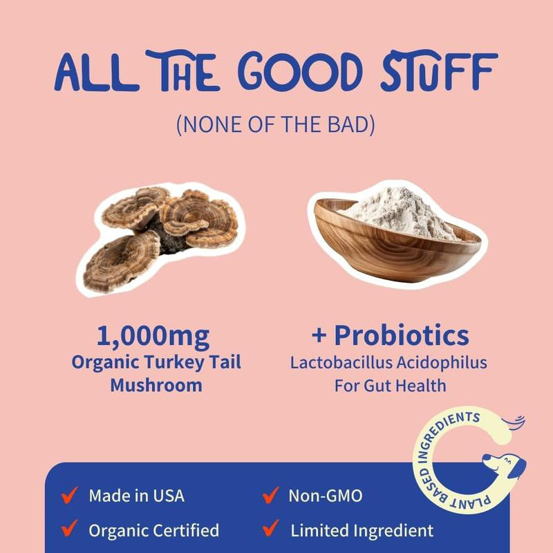 Phalam Pet Probiotics with Turkey Tail Mushroom – Digestive & Immune Support for Dogs & Cats