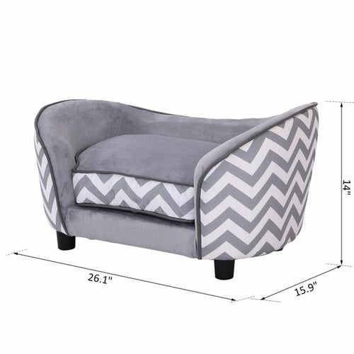 Phalam Pet Elevated Pet Sofa Bed – Raised Lounge Couch with Bolster Sides & Storage, Grey