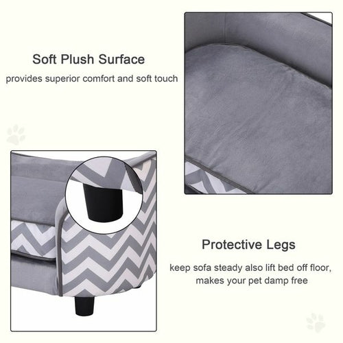 Phalam Pet Elevated Pet Sofa Bed – Raised Lounge Couch with Bolster Sides & Storage, Grey