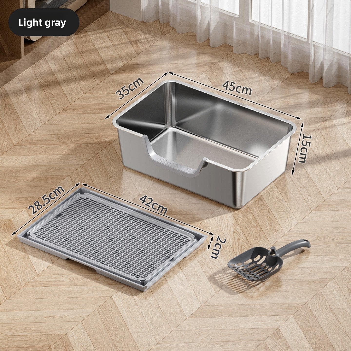 Stainless Steel Cat Litter Box with Anti-Splash Design