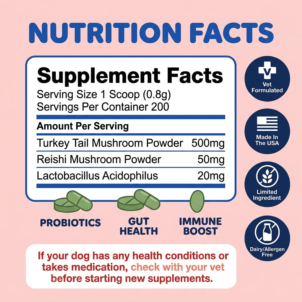 Phalam Pet Turkey Tail Mushroom Supplement for Dogs — Immunity & Digestive Support